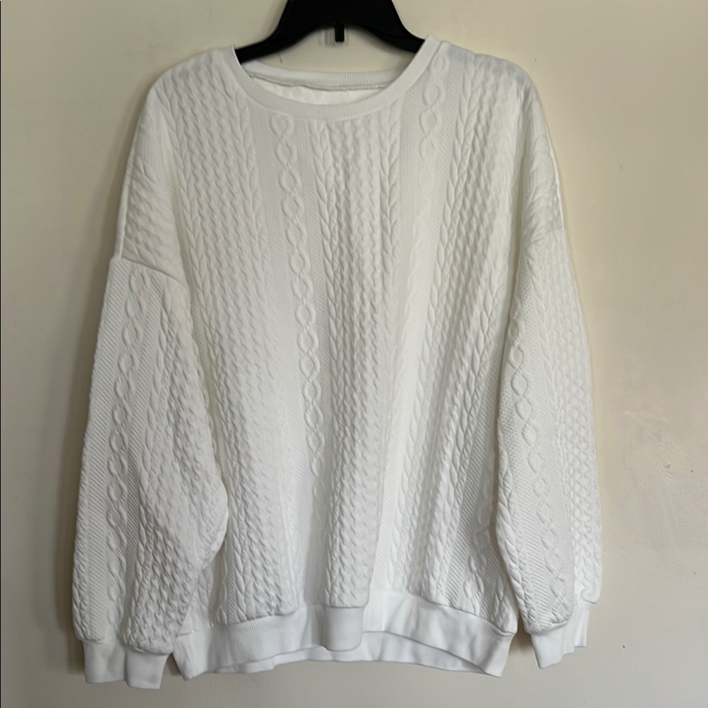 White Cable Knit Sweater